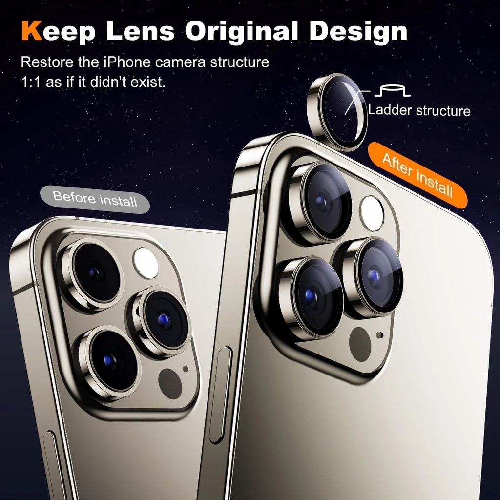 3Pcs Metal Camera Lens Protect - Tempered Glass Screen 9H บทวิจารณ์และราคา